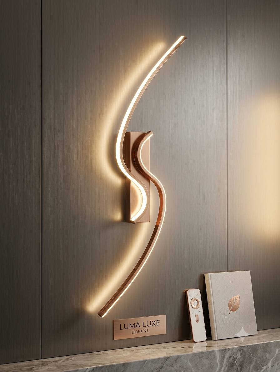 S-Curve LED Wall Light – Premium Rose Gold