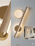 Luxurious Minimalist Geometric LED Wall Light Nordic Wood & Gold Accent Sconce