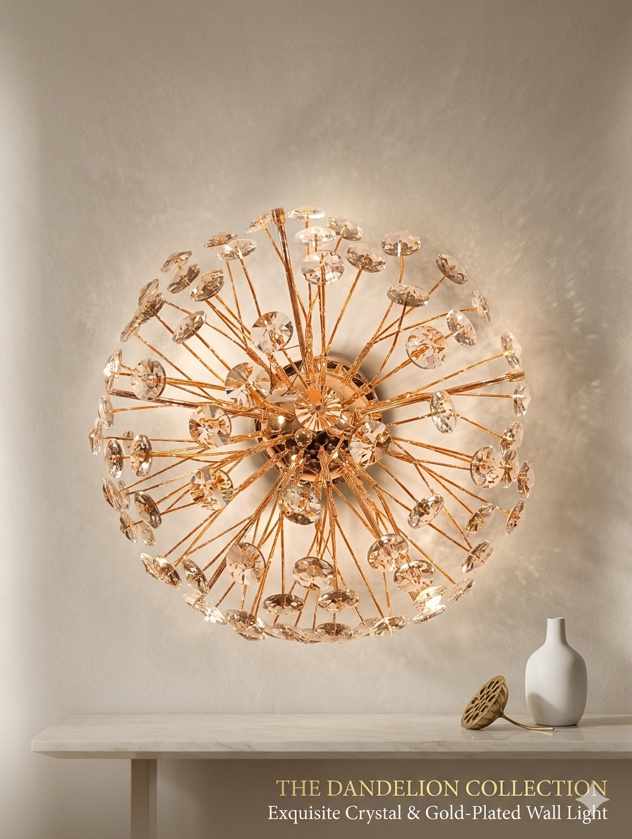 The Dandelion Collection: Luxurious Crystal & Gold-Plated Wall Light
