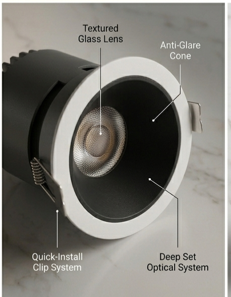 Premium 3-Inch Deep Cone COB LED Downlight – 8W Anti-Glare Recessed Sp