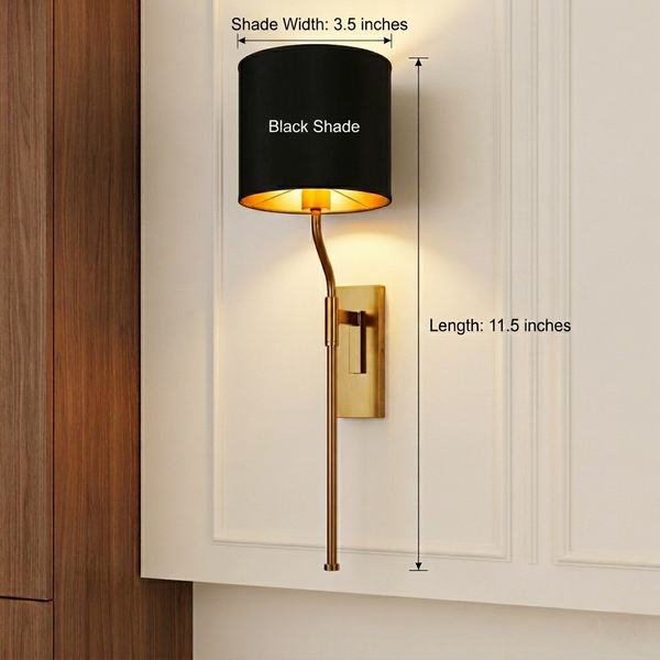Elite Brass Black Shade Wall Sconce